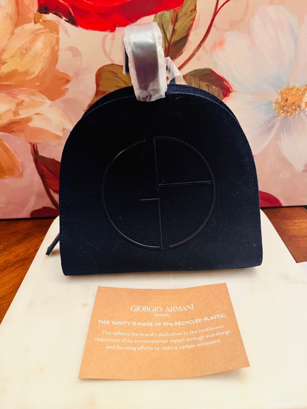 Giorgio Armani Navy Blue Embossed Logo Cosmetic Case or Evening Clutch (NWT)